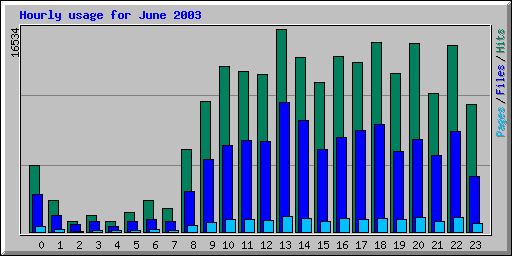 Hourly usage for June 2003