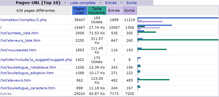 Février 2011. Top 10 des Pages vues.