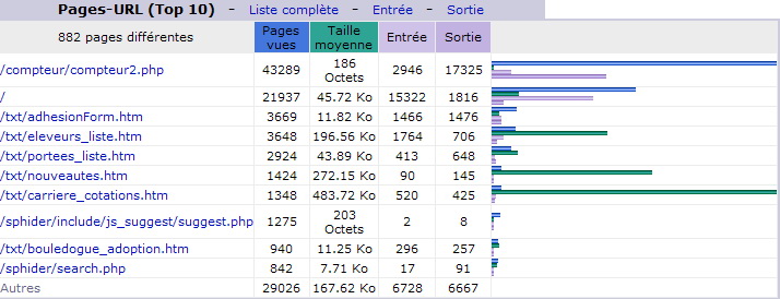 Avril 2013. Top 10 des Pages vues.