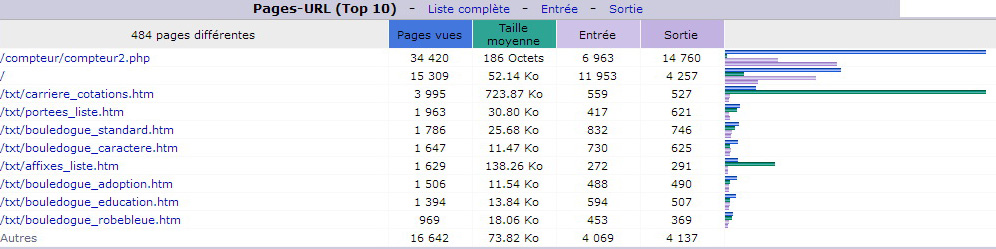 Janvier 2017. Top 10 des Pages vues.